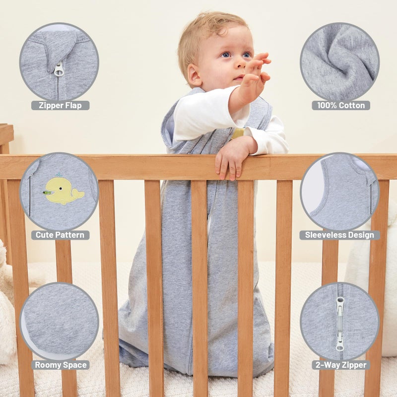 Roksuma Infant Sleep Sack 6-12 Months Winter Quilted 2.5 Tog 100% Cotton 2-Way Zipper Unisex Warm Baby Soft Toddler Wearable Blanket (Medium) - Image 4